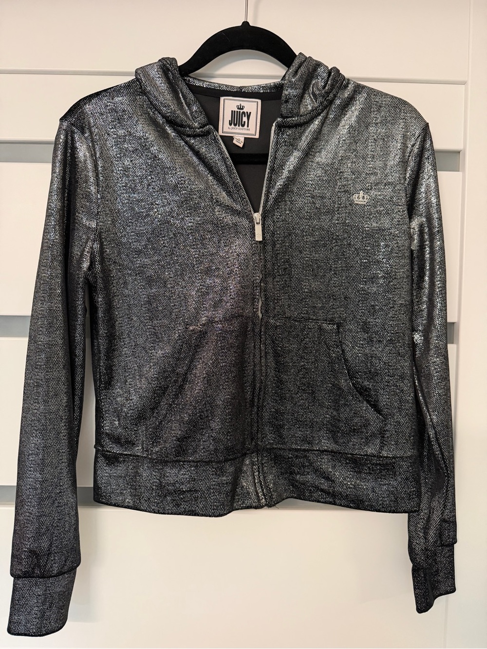 Juicy Couture Silver Metallic Zip Hoodie